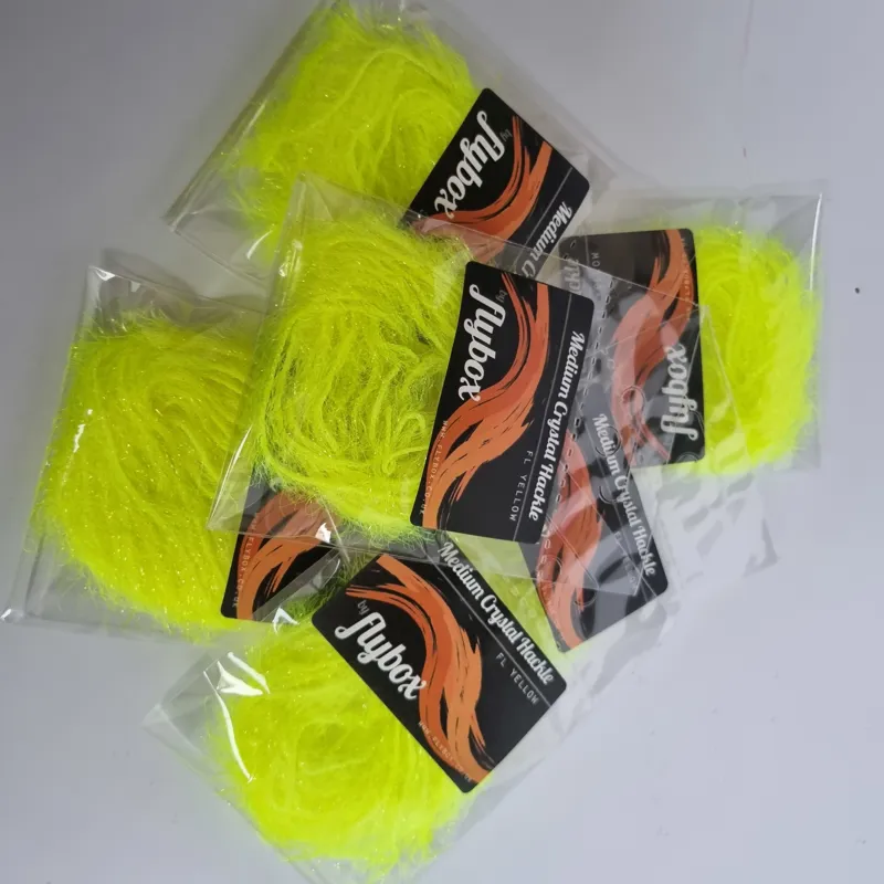 Flybox Medium Crystal Hackle in Fl.Yellow-2